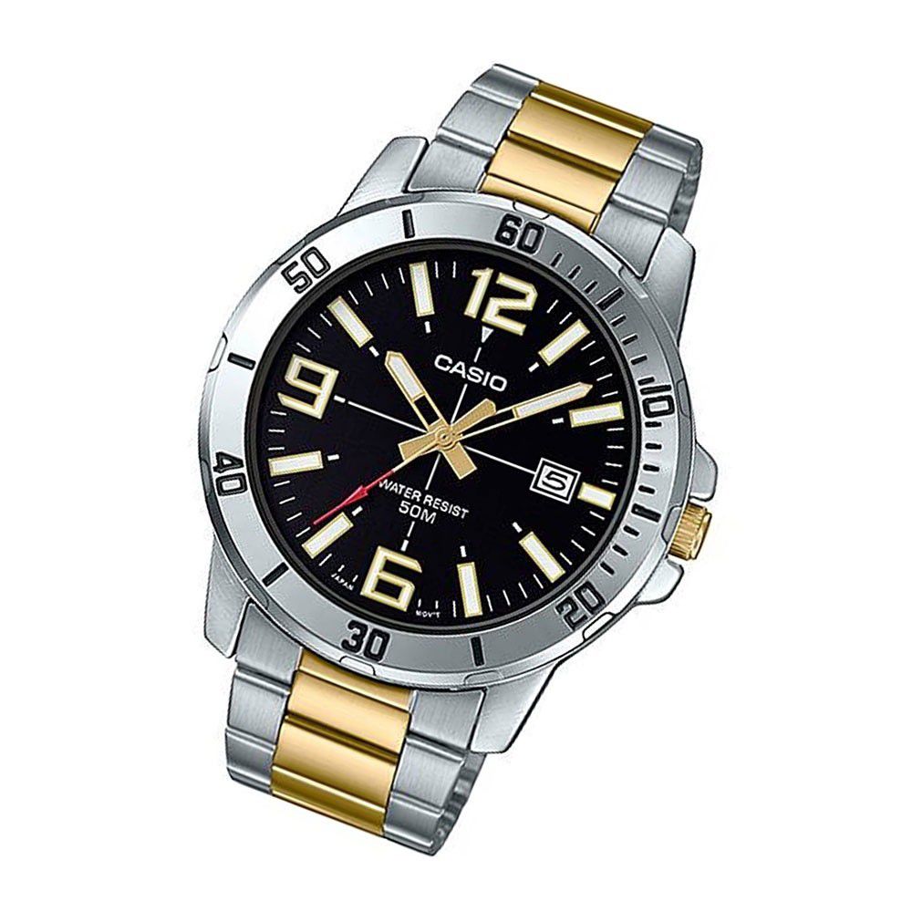 CASIO นาฬิกาข้อมือ CASIO รุ่น MTP-VD01SG-1BVUDF วัสดุสเตนเลสสตีล สีดำ